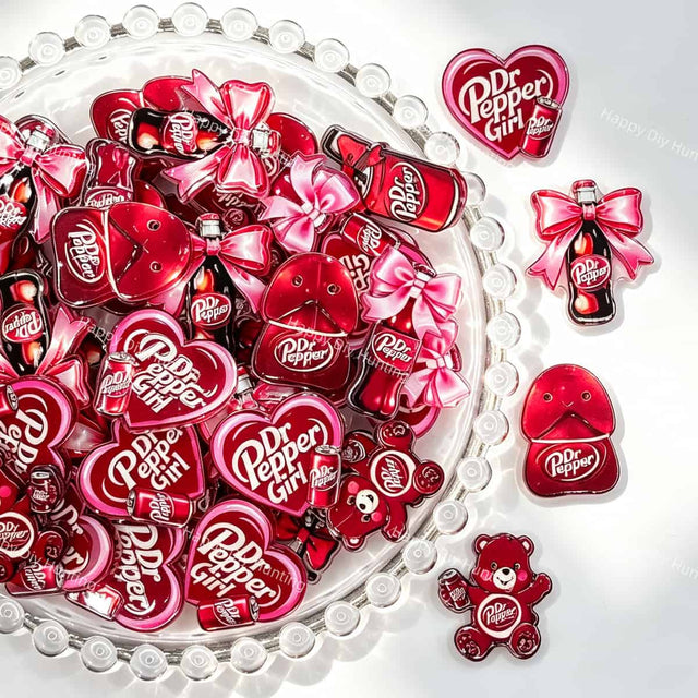 retro soda themed printed acrylic focal beads for DIY pens and vintage-inspired jewelry crafts