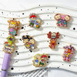 retro nostalgic gold‑trimmed cartoon‑style acrylic focal beads for diy beadable pens and handmade jewelry craft supplies