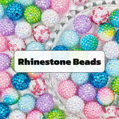 Sparkling rhinestone disco ball beads collection in various vibrant colors.
