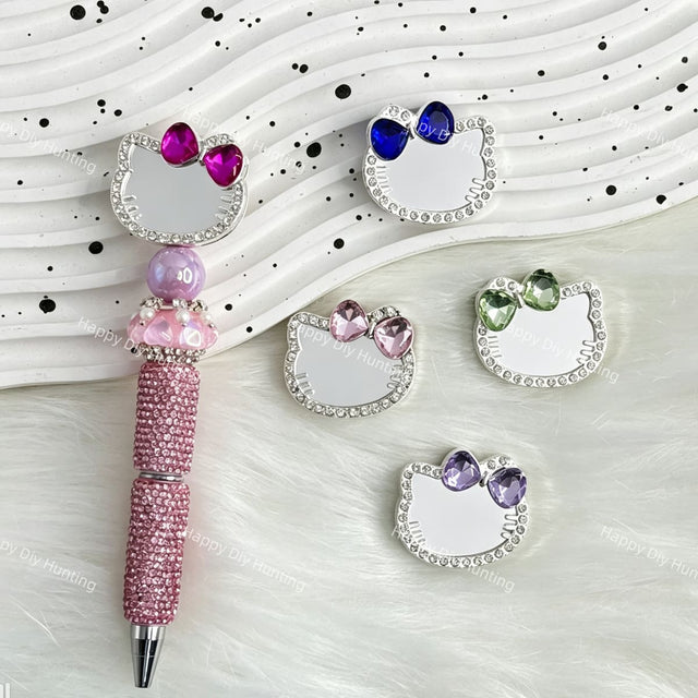 rhinestone mirror cat silhouette fancy focal beads for DIY pens and sparkling jewelry crafts