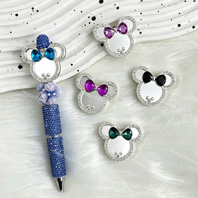 rhinestone mirror mouse-shaped fancy focal beads for DIY pens and sparkling jewelry crafts