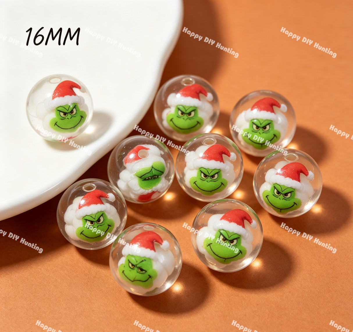 Green Christmas Monster Acrylic Beads