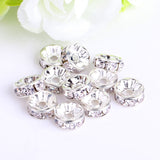 12mm Flat Round Metal Spacers with Rhinestones