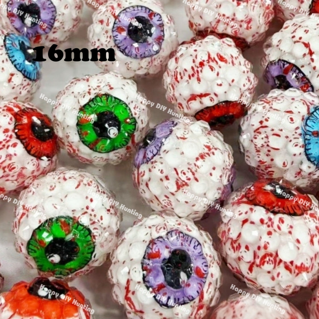 Scary Eye Ball Rhinestone Round Acrylic Beads 20mm