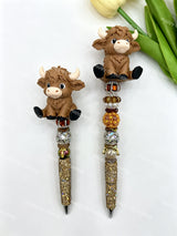 Light Brown Highland Cow 3D Pen Topper (No Hole) for DIY Beadable Pens Wholesale