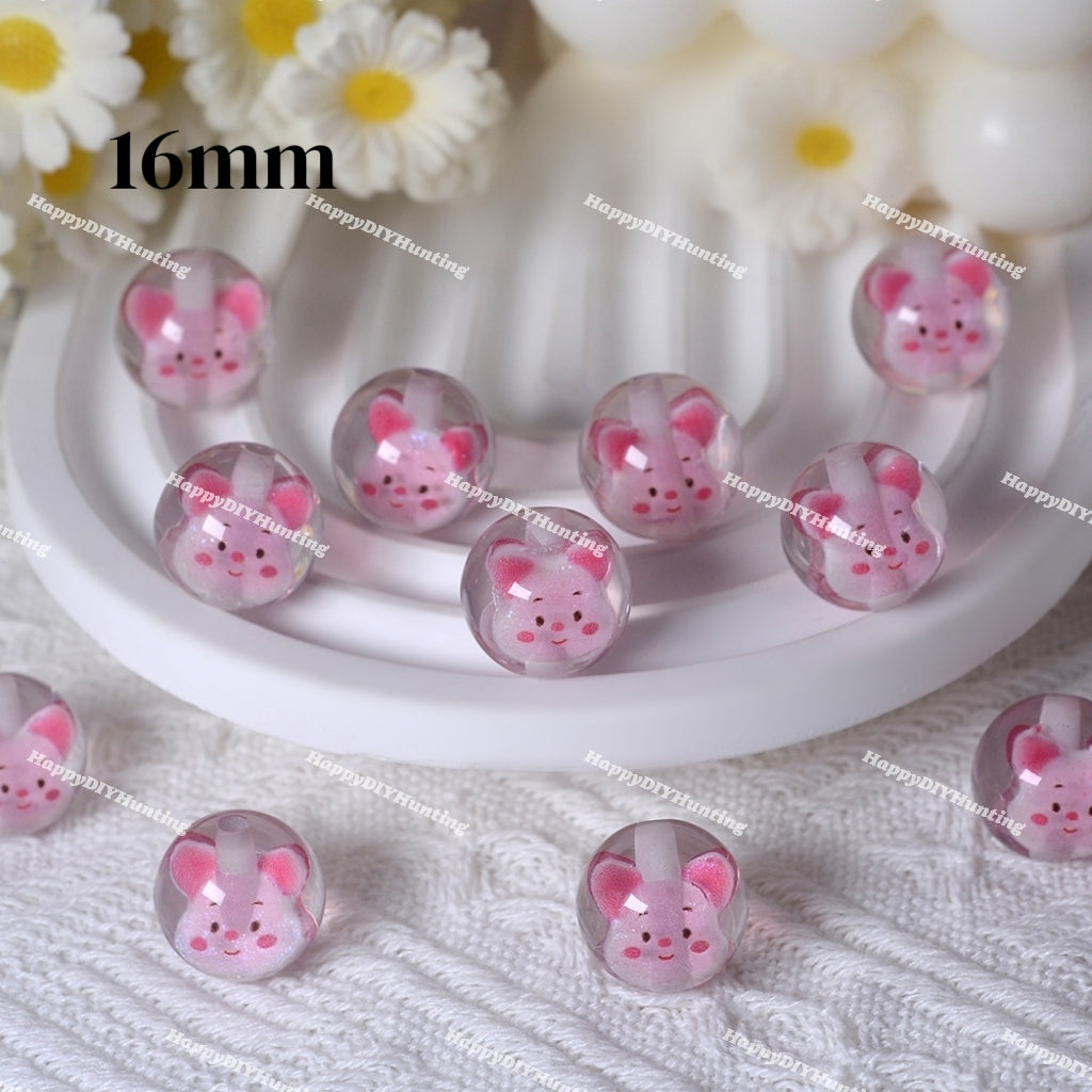 16mm Piglet Acrylic Beads