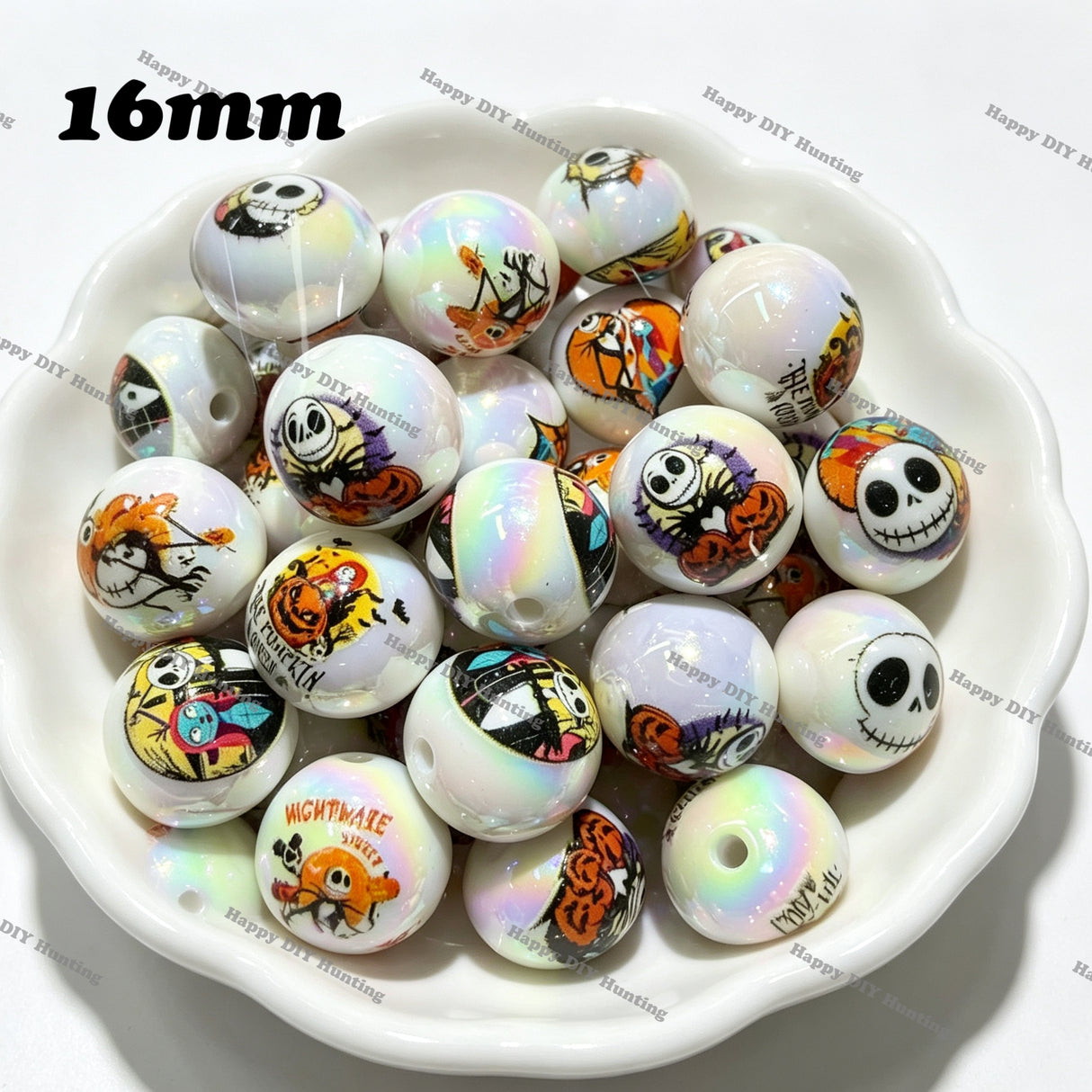 16mm Scary Couple Round Acrylic Beads