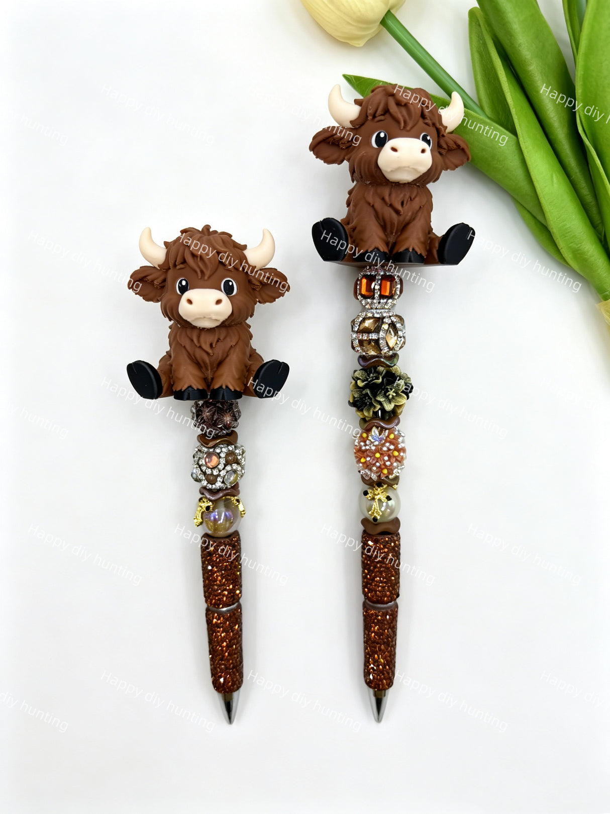3D Brown Highland Cow Pen Topper (No Hole) for DIY Beadable Pens Wholesale