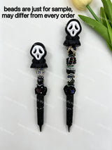 Black Sitting Ghost Face 3D Printed Pen Topper (No Hole) for DIY Beadable Pens Wholesale