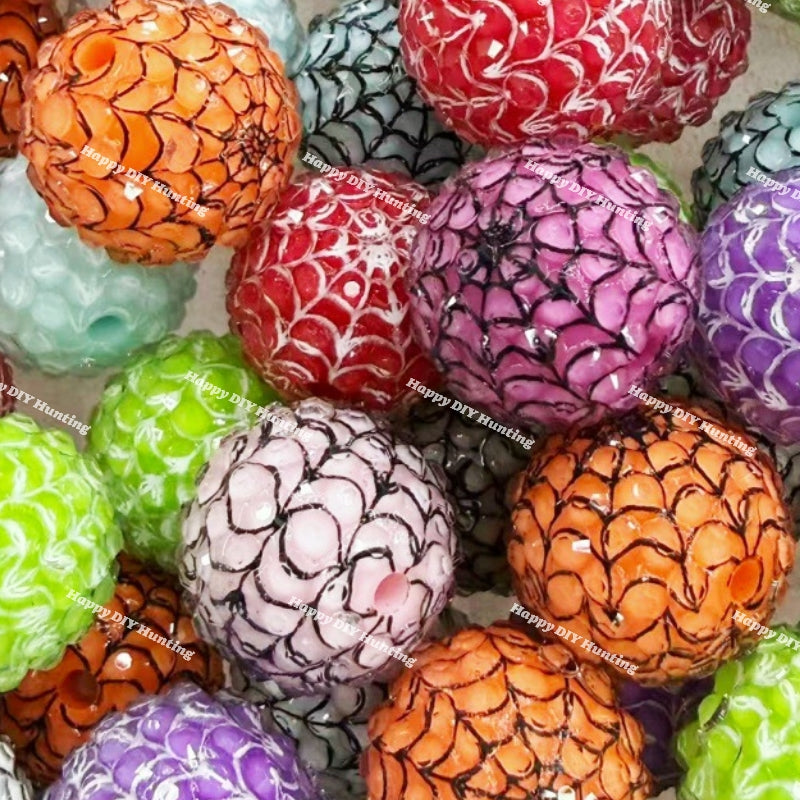16mm Halloween Spider Web Rhinestone Round Acrylic Beads Wholesale