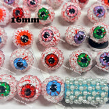 Scary Eye Ball Rhinestone Round Acrylic Beads 20mm