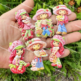 Textured Strawberry Short Cake Acrylic Beads