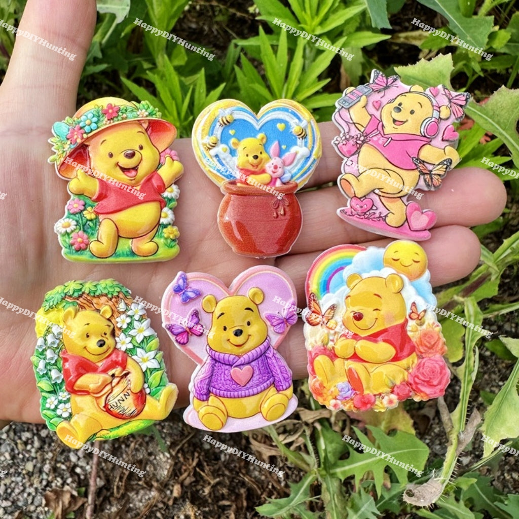 Textured Winnie the Pooh Acrylic Beads