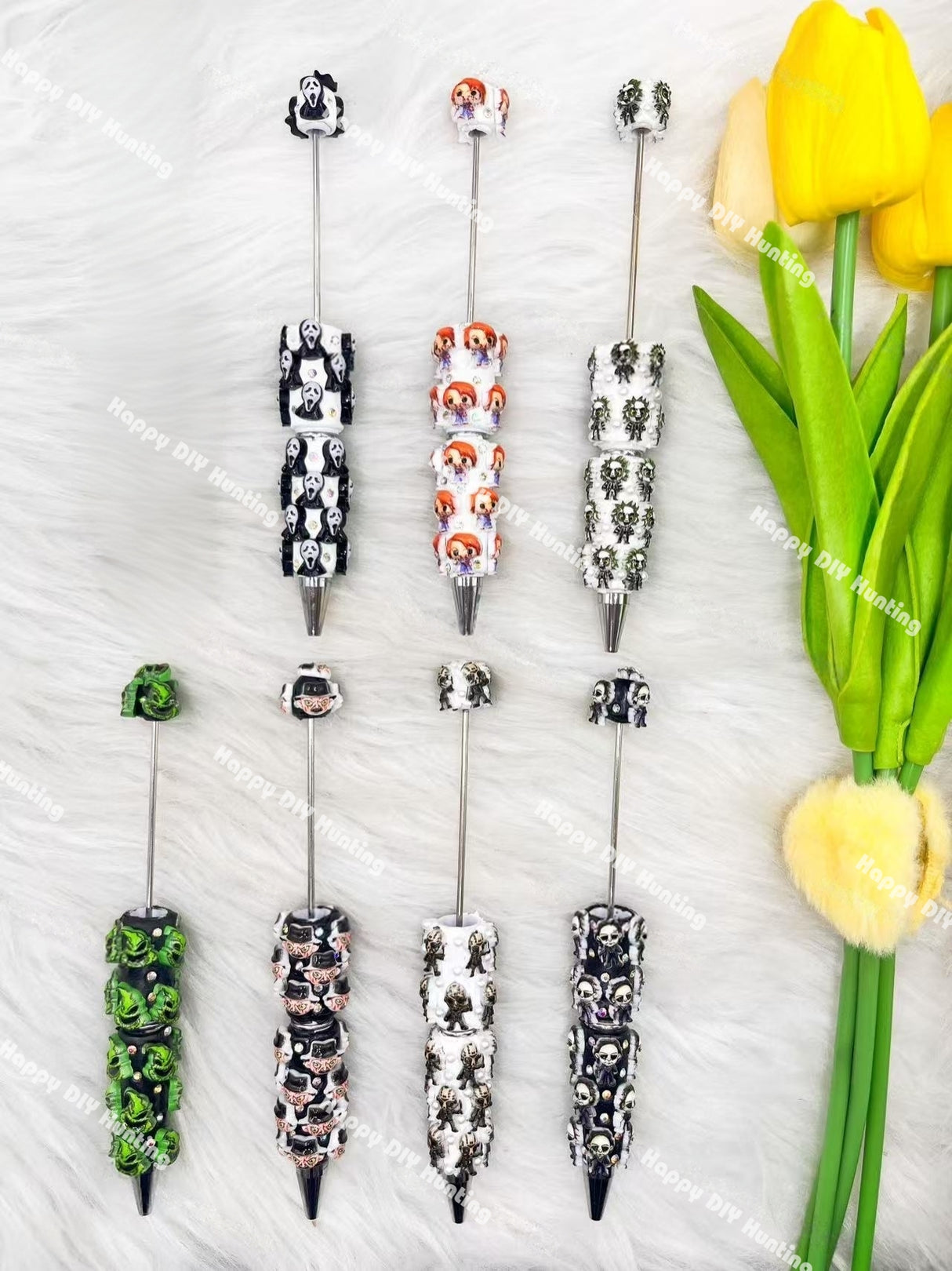 Horror Character Beadable Pen Set | Premium DIY Stationery Decor Supplies