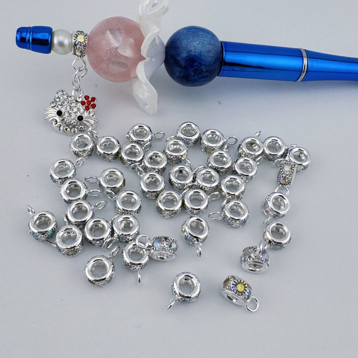 8mm Bail Beads with Rhinestones for Charms