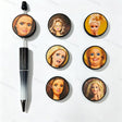 Round funny expression girl face printed silicone focal beads, large‑hole craft beads for beadable pen and keychain DIY supplies