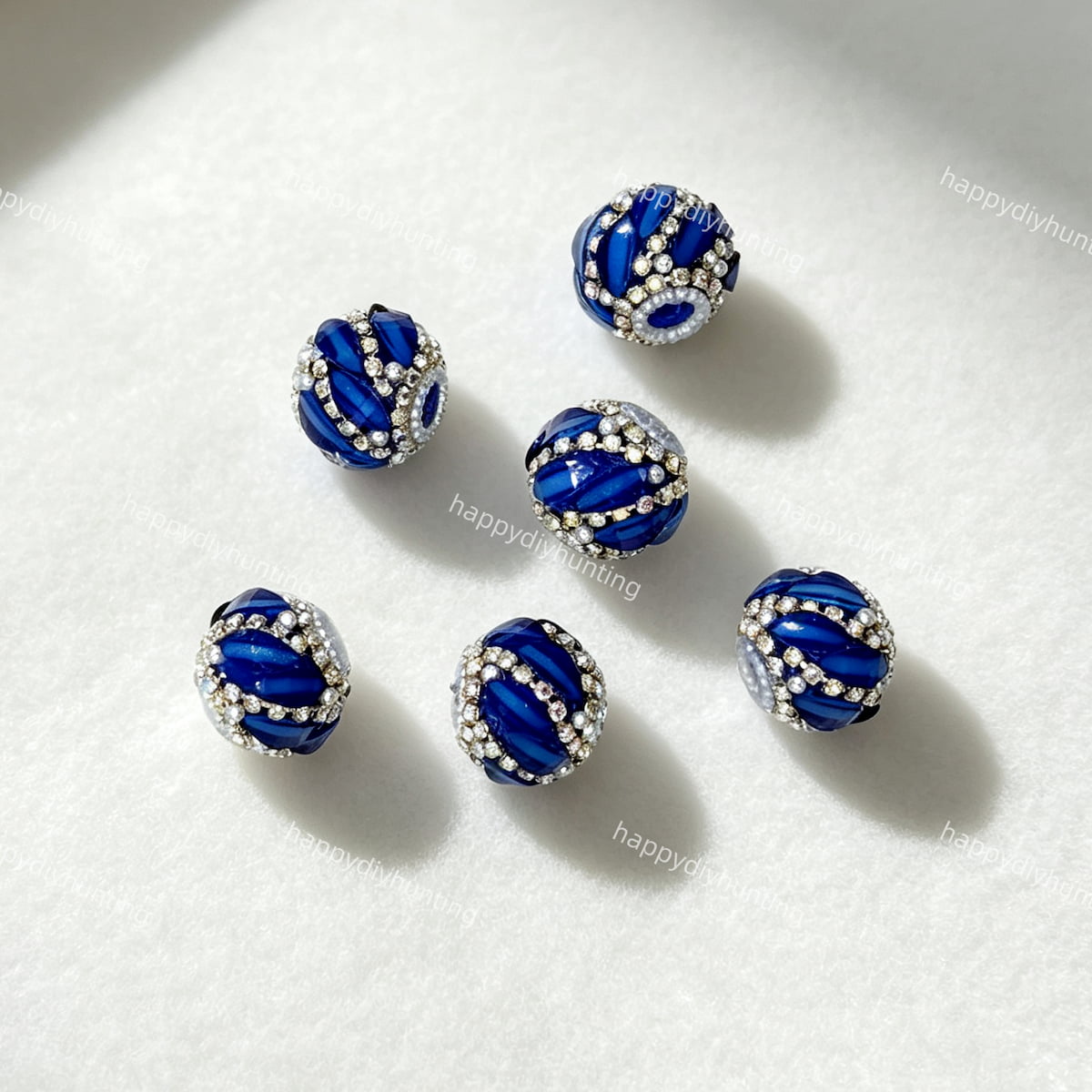 royal blue 20mm swirl pave round rhinestone beads for DIY beadable pens and jewelry crafts