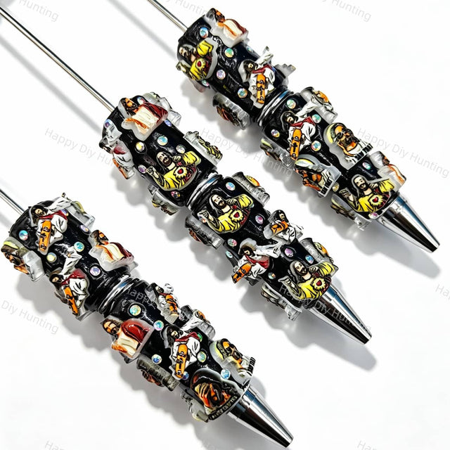 Sacred Heart of Jesus Religious Print Character Beadable Pens matches all focal beads and pen toppers for stationery gift projects
