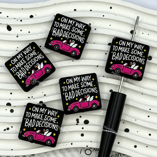 silly goose funny slogan silicone focal beads for DIY pens and humor-themed handmade crafts
