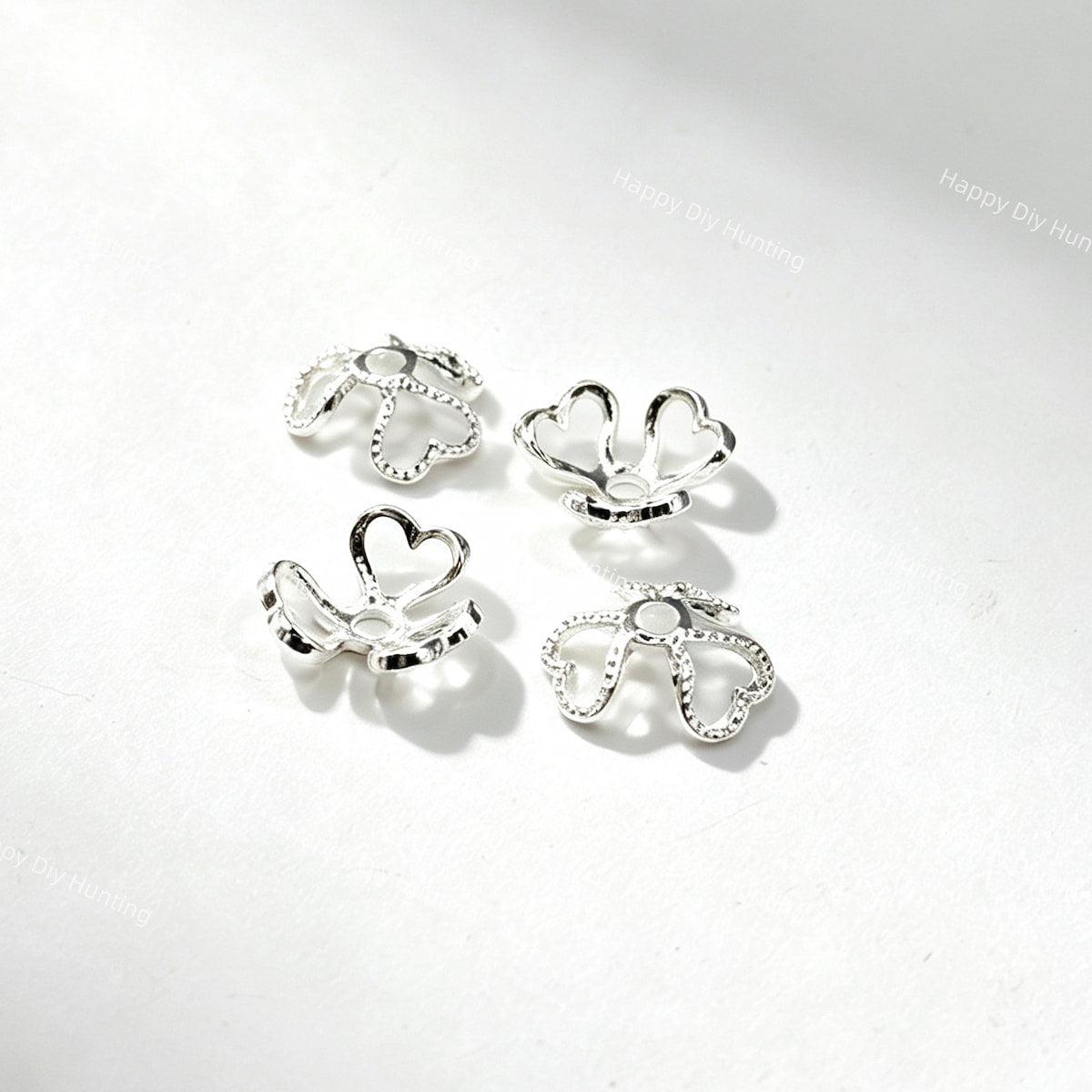 silver hollow heart bead caps spacer for 16mm beads and DIY jewelry making