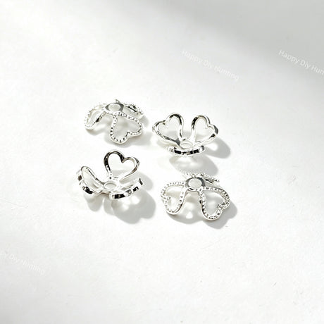 silver hollow heart bead caps spacer for 16mm beads and DIY jewelry making