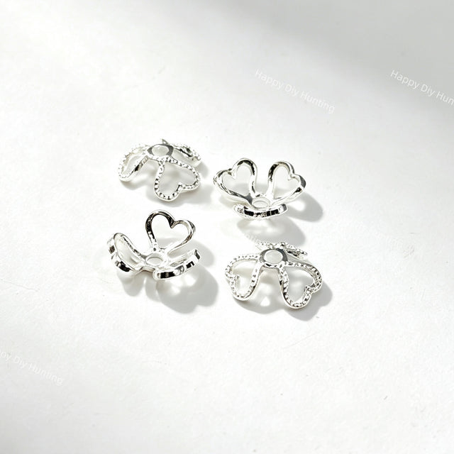 silver hollow heart bead caps spacer for 16mm beads and DIY jewelry making