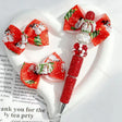 cute snowman printed ribbon bow fancy beads for diy beadable pens craft supplies