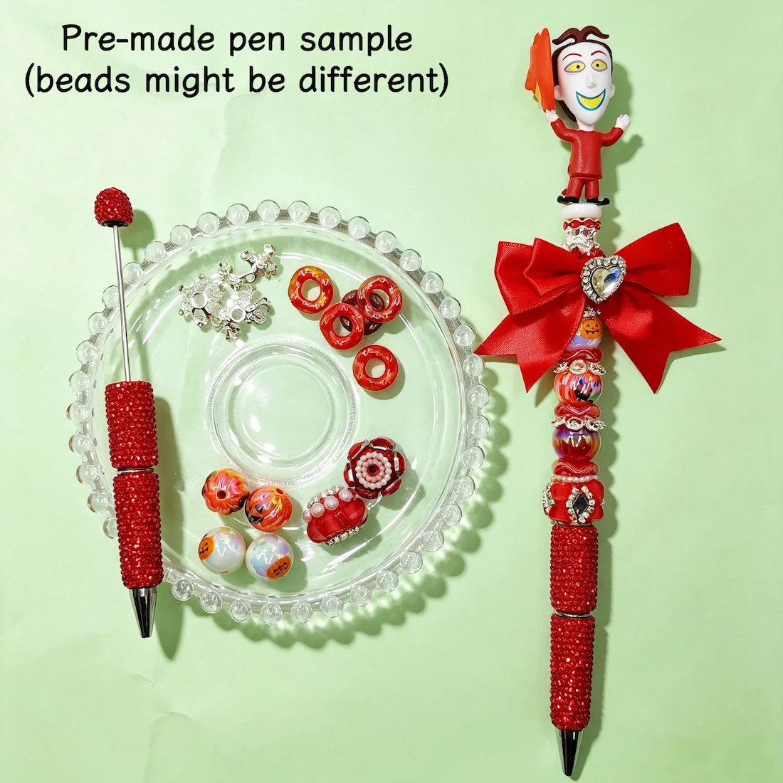 back view of spooky holiday cartoon character no-hole pen toppers, gothic holiday handmade stationery supplies