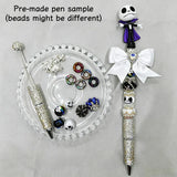 back view of spooky holiday cartoon character no-hole pen toppers, gothic holiday handmade stationery supplies