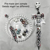 back view of spooky holiday cartoon character no-hole pen toppers, gothic holiday handmade stationery supplies