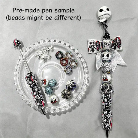 back view of spooky holiday cartoon character no-hole pen toppers, gothic holiday handmade stationery supplies