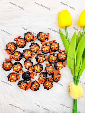Pre-drilled hole spooky mini figurine PVC pen toppers match acrylic rhinestone beads for DIY beadable pens, keychains and bag charms - happy diy hunting