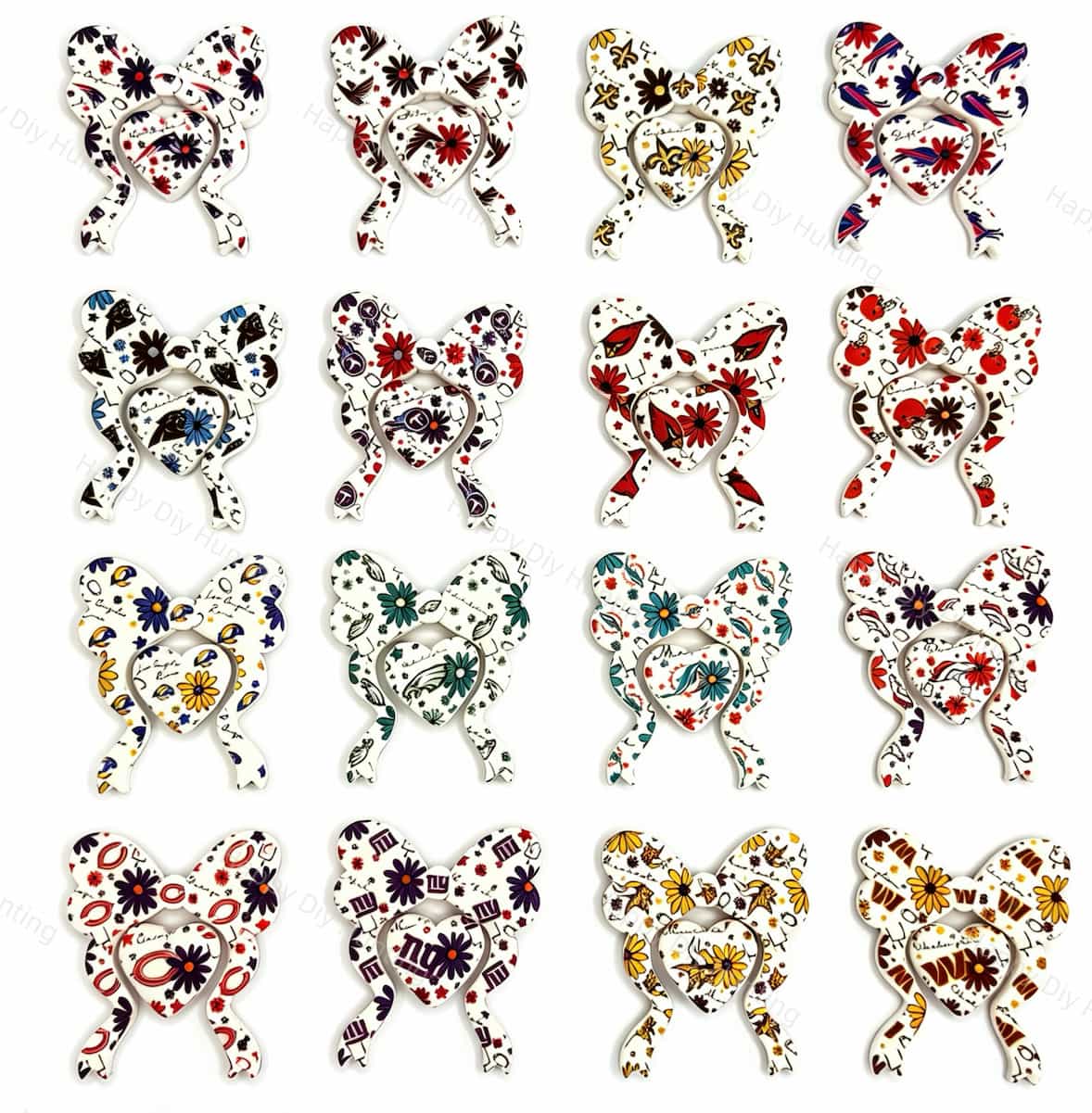sports team floral bow silicone focal beads bulk set for diy beadable pen making projects