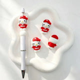 Sporty outfit cartoon cat silicone focal bead, red team jersey style, for DIY beadable pens