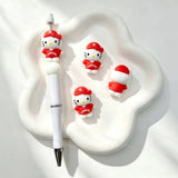 Sporty outfit cartoon cat silicone focal bead, red team jersey style, for DIY beadable pens