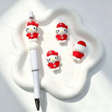 Sporty outfit cartoon cat silicone focal bead, red team jersey style, for DIY beadable pens