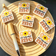 Square word print silicone focal beads, large hole square beads with sunflower leopard pattern for beadable pen and keychain DIY craft supplies