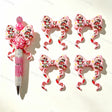 Strawberry‑cartoon print bow silicone focal beads, curly ribbon bow large‑hole beads for beadable pen DIY craft projects