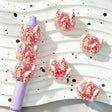 strawberry girl character round rhinestone beads for diy beadable pens handmade craft supplies