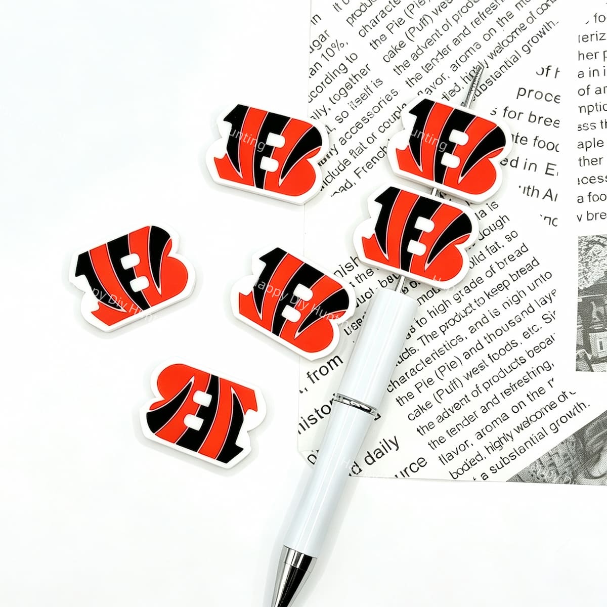striped letter B silicone focal beads for DIY pens and personalized handmade crafts