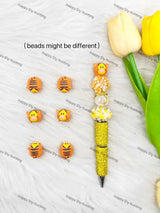 Striped mini tiger pen toppers no hole paired with craft beads to decorate blank beadable pens and handmade craft items - happy diy hunting