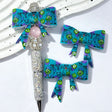 teal cartoon monster bow silicone focal beads for DIY beadable pens and playful crafts