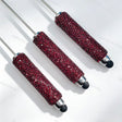 touch-screen rhinestone beadable pens in burgundy red, bling crystal pen bases for diy stationery and handmade gifts