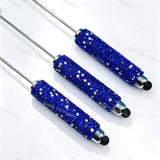 touch-screen rhinestone beadable pens in navy blue, sparkling rhinestone pen bases for handmade stationery and diy gifts