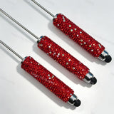 touch-screen rhinestone beadable pens in red, bling crystal pen bases for custom beadable pens and craft fair inventory