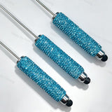 touch-screen rhinestone beadable pens in royal blue, sparkly crystal pen bases for custom pen making and craft supplies