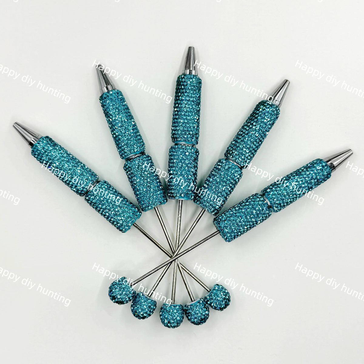 turquoise rhinestone beadable pen blanks diy handmade stationery craft supplies wholesale glitter design