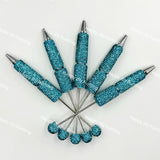 turquoise rhinestone beadable pen blanks diy handmade stationery craft supplies wholesale glitter design