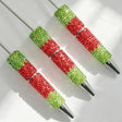 Two tone green red rhinestone beadable pens for DIY beadable pen crafting