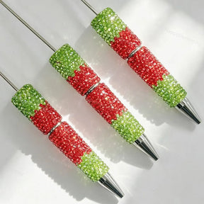 Two tone green red rhinestone beadable pens for DIY beadable pen crafting
